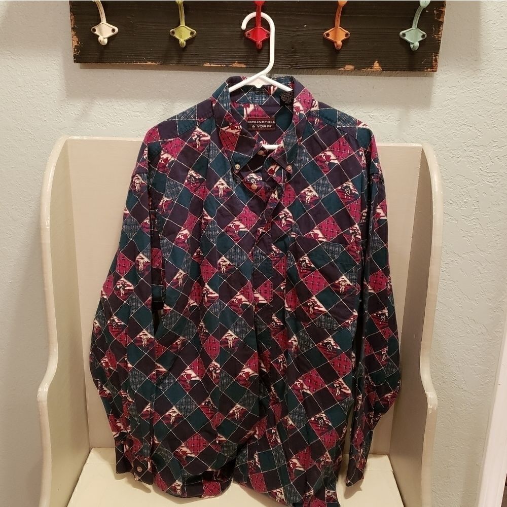 Vintage Plaid Golf Theme Novelty Shirt XL